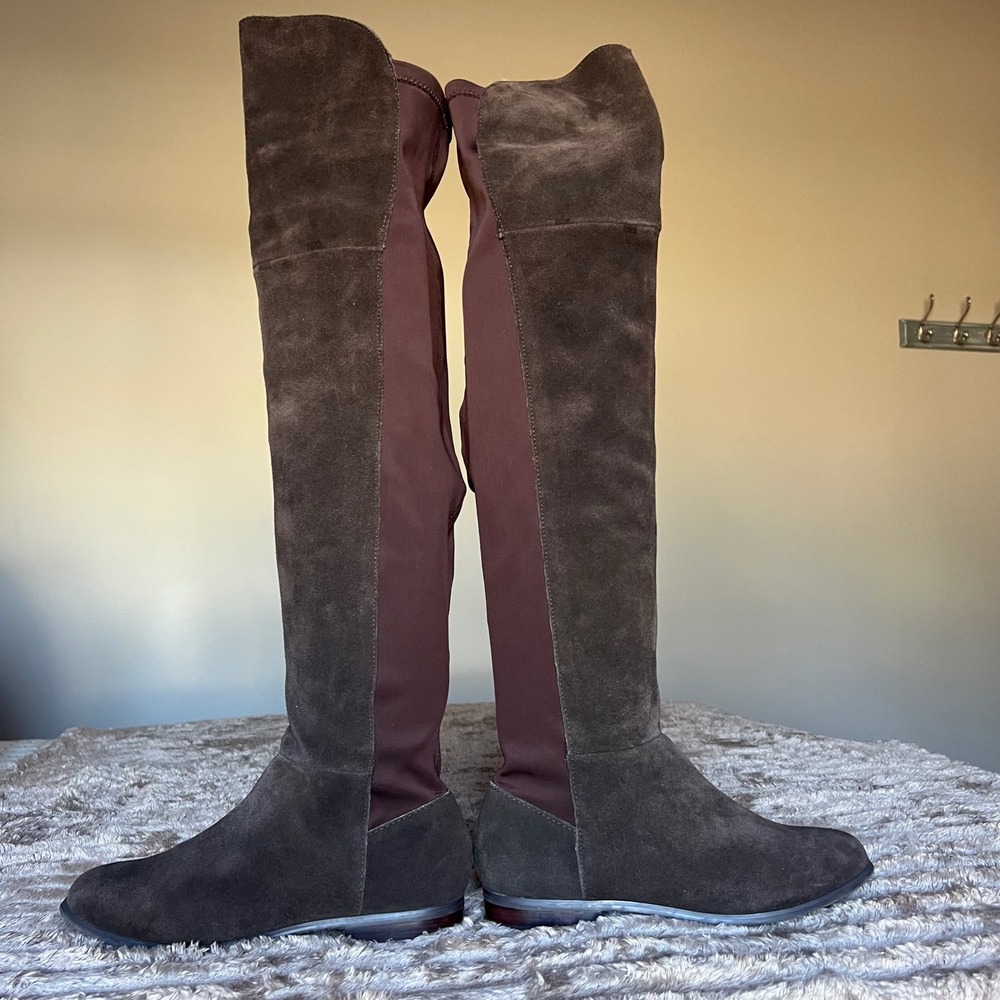 Chinese Laundry Radiance Brown Suede Stretch Over The Knee Boots Women 7 37.5
